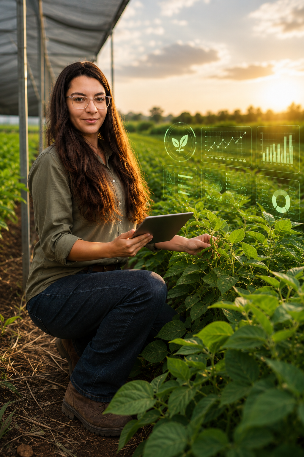 Produção agrícola orgânica com tecnologia e orientação especializada no campo.